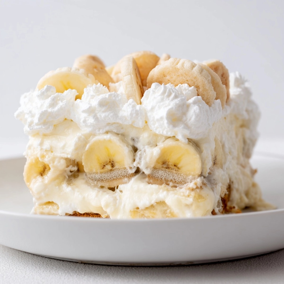Homemade Instant Pot Banana Pudding, a rich dessert ready for topping with whipped cream.