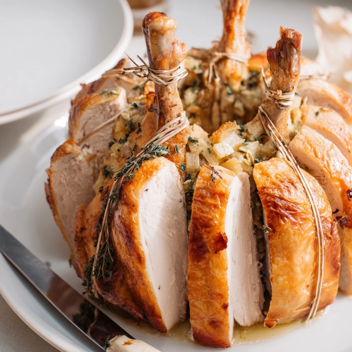 Herb-buttered Chicken Crown Roast recipe: A succulent centerpiece, roasted until tender and fragrant.