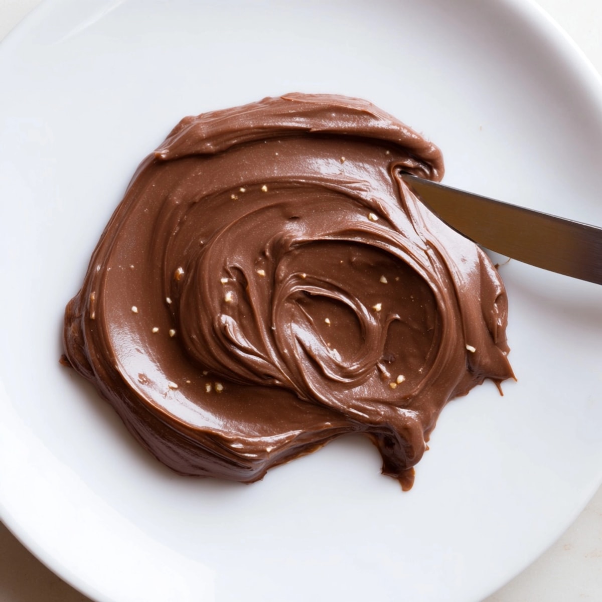 Close-up of luscious Homemade Nutella - imagine the decadent chocolate-hazelnut aroma, perfect for breakfast.