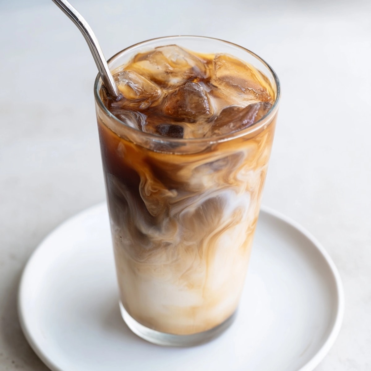 Refreshing Iced Oat Milk Latte recipe; perfect at-home coffee drink tutorial over ice.