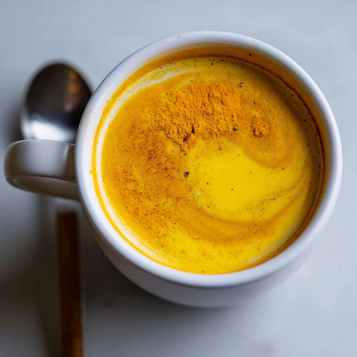 Steaming Golden Milk Latte recipe, showcasing its vibrant yellow hue and frothy texture.