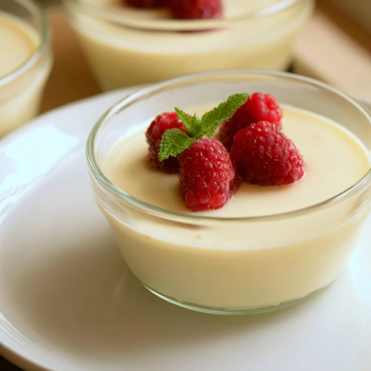 A smooth, decadent Creamy Goodness dessert, chilled and set with creamy vanilla flavor.