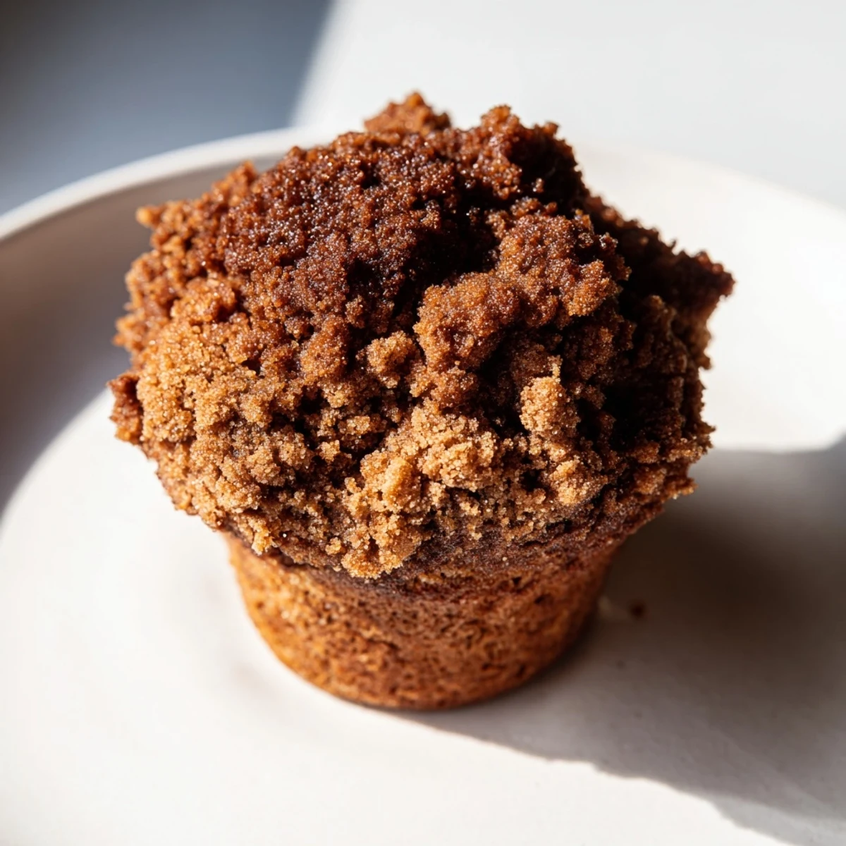 Picture these delicious gingerbread muffins, topped with a sweet, crumbly streusel for a snack.