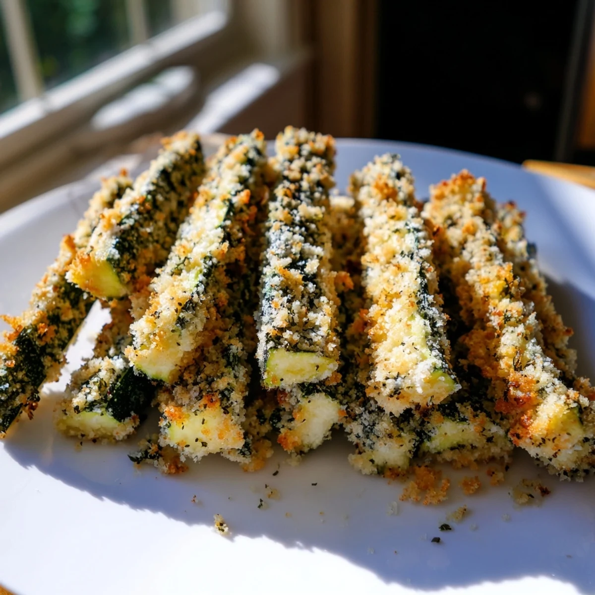 Oven-baked and delicious: imagine these Baked Zucchini Fries, a side dish, ready to dip.