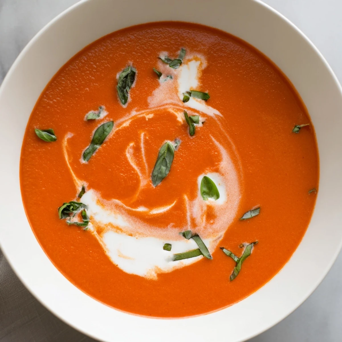 Rich and vibrant, this warm Creamy Tomato Basil Soup is perfect for a comforting lunch.