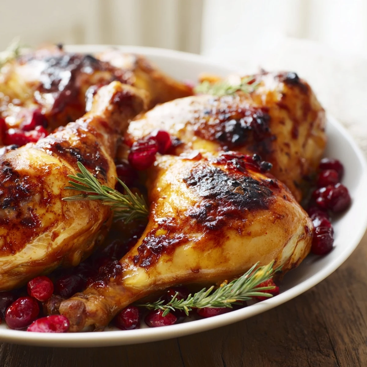 Golden, pan-seared Cranberry Glazed Chicken Breast, glistening with a vibrant cranberry glaze; a delicious meal.