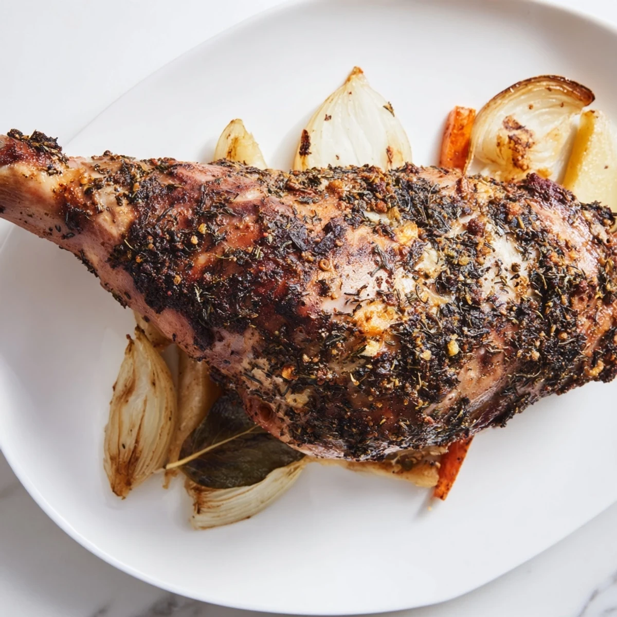 A close-up shot of perfectly cooked baked turkey leg, ideal for a satisfying family dinner.
