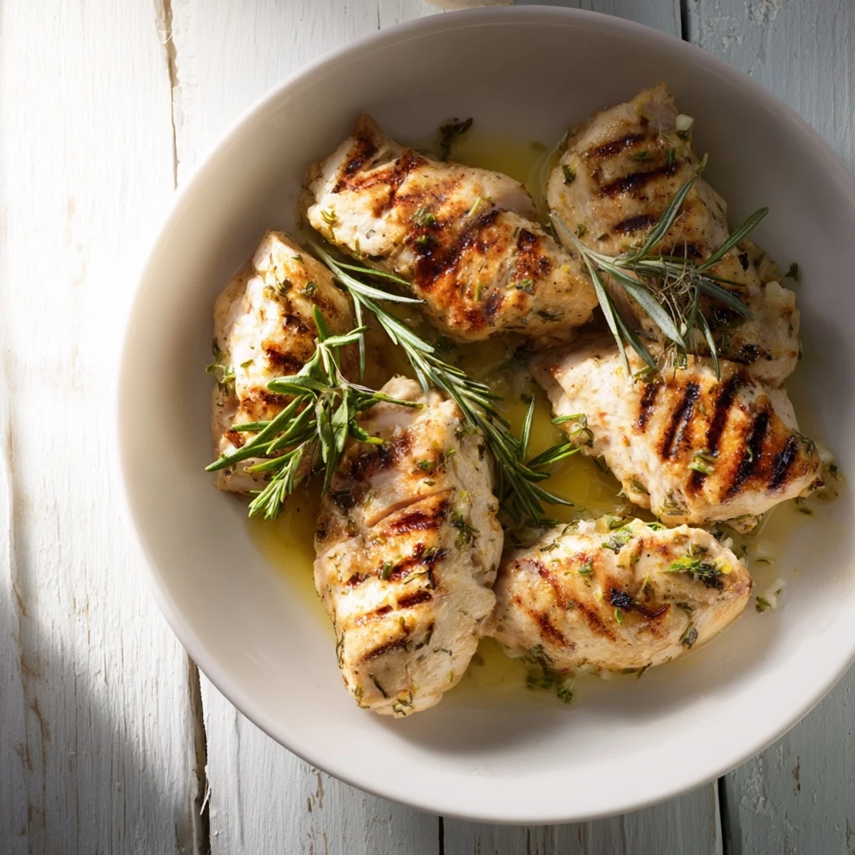 Juicy grilled chicken breast with herbs, perfectly cooked and ready to serve with fresh herbs.