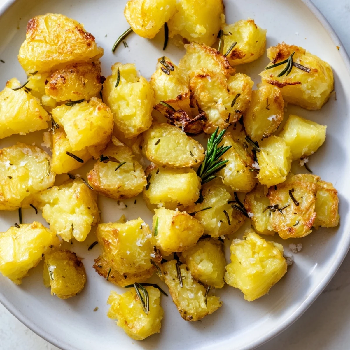 Golden-brown roasted potatoes with rosemary, a flavorful and easy side dish for dinner.