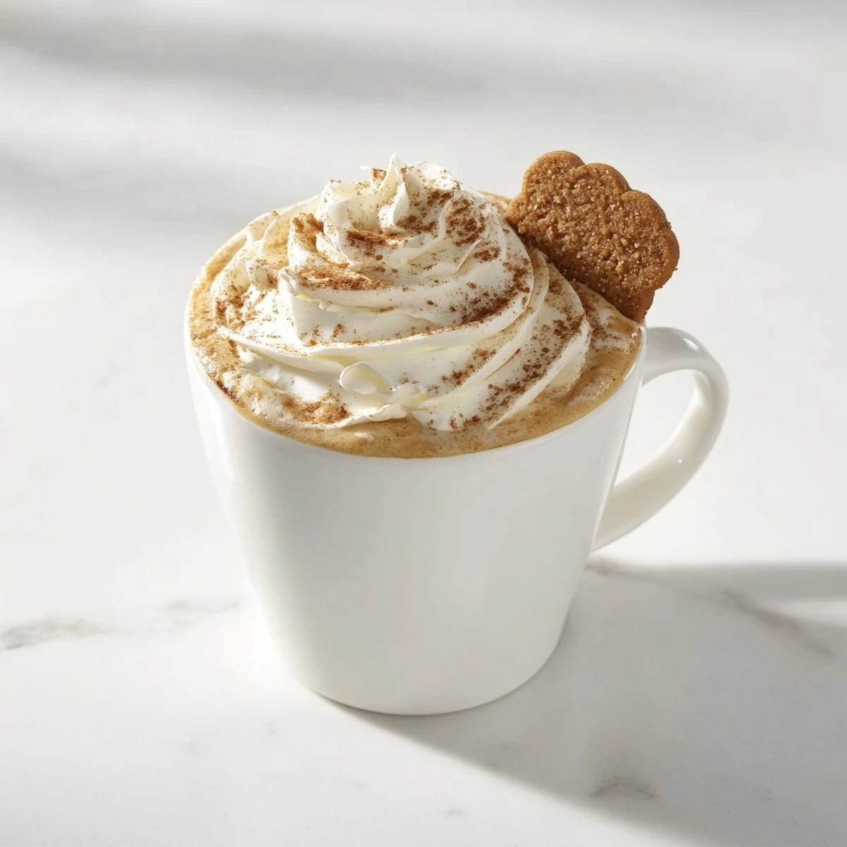 Freshly made Gingerbread Latte, smelling of warm spices, promises a comforting winter drink's delight.