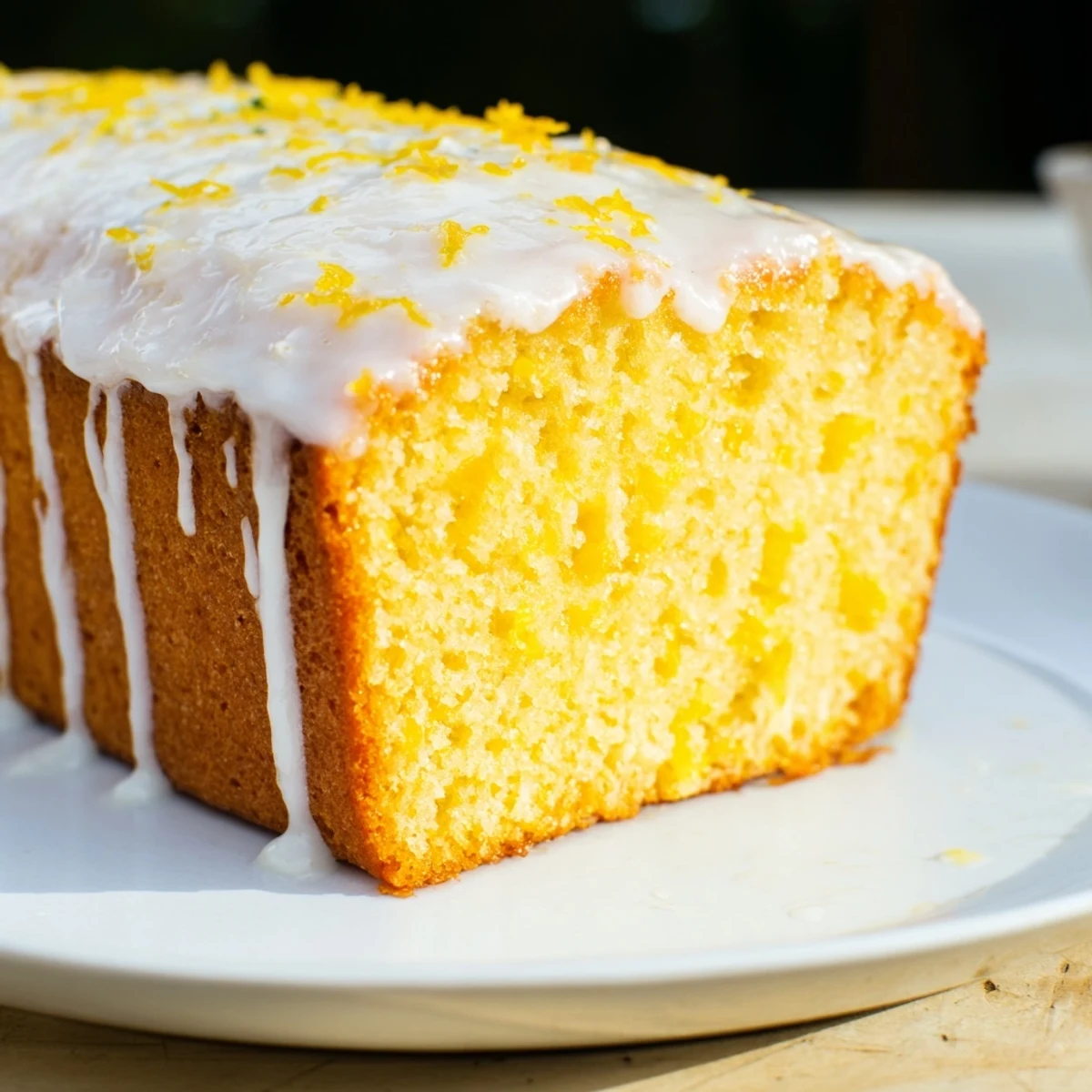 Fragrant Lemon Drizzle Cake slice showcasing a beautiful cross-section of moist crumb, ready to enjoy.