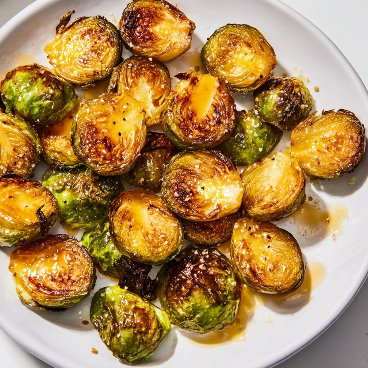 Perfectly roasted Brussels sprouts coated in honey, a wonderful, flavorful side for dinner.