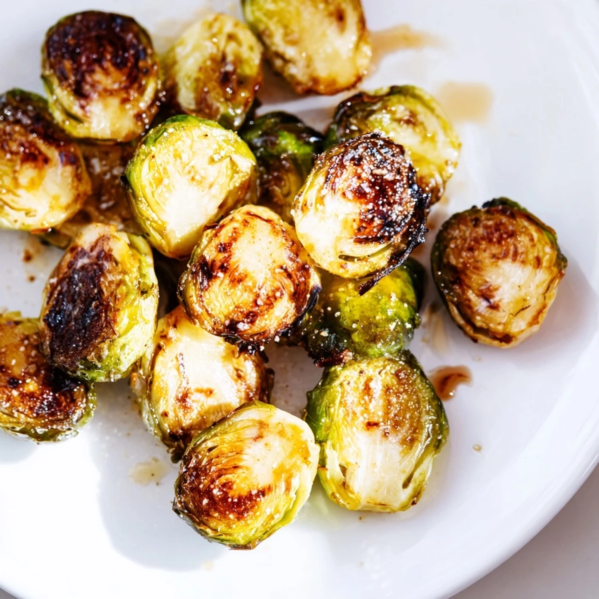 Golden and crispy Roasted Brussels Sprouts with Honey, a delicious side dish with sweet honey glaze.
