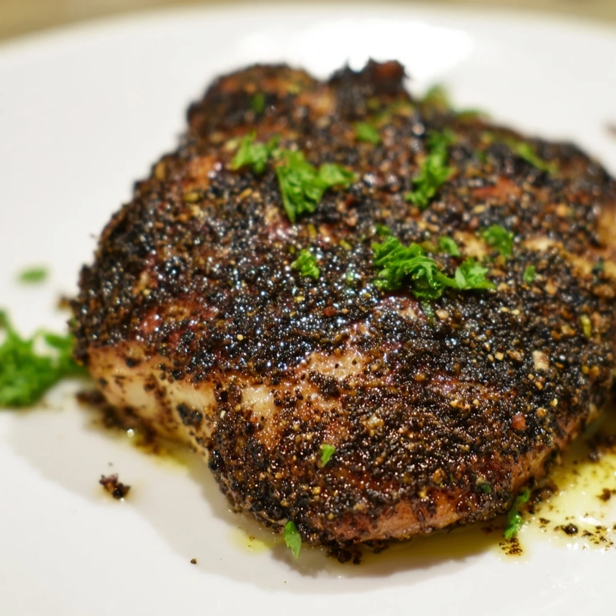 Juicy grilled chicken thighs with zaatar and sumac served on a platter with parsley garnish and warm flatbread.