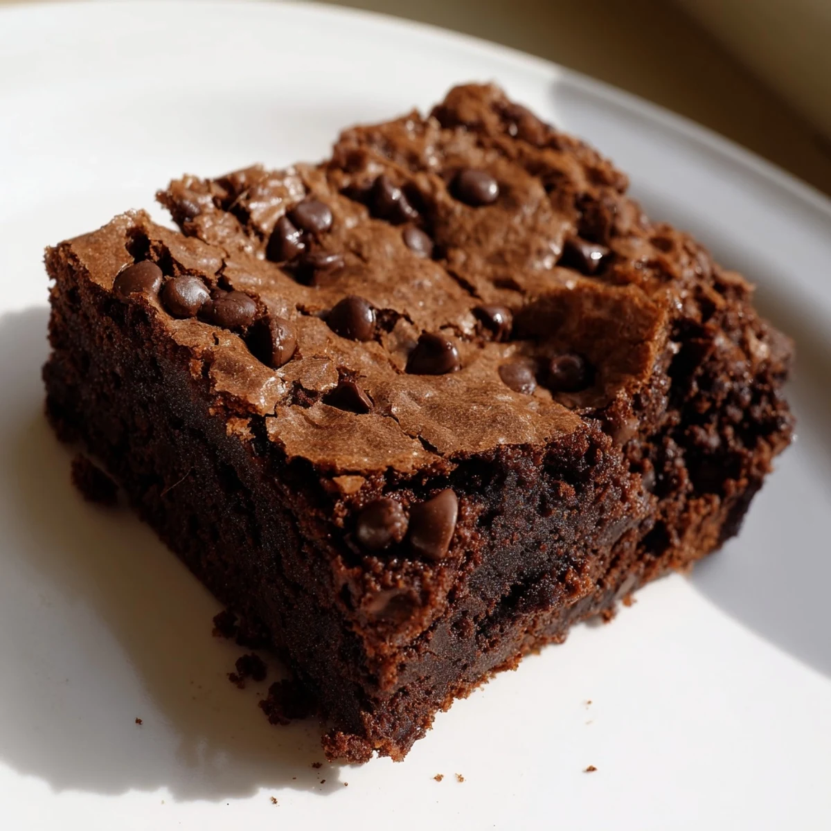 Freshly baked Crispy Edge Brownies with crackly tops and gooey chocolate centers sit on a cooling rack.