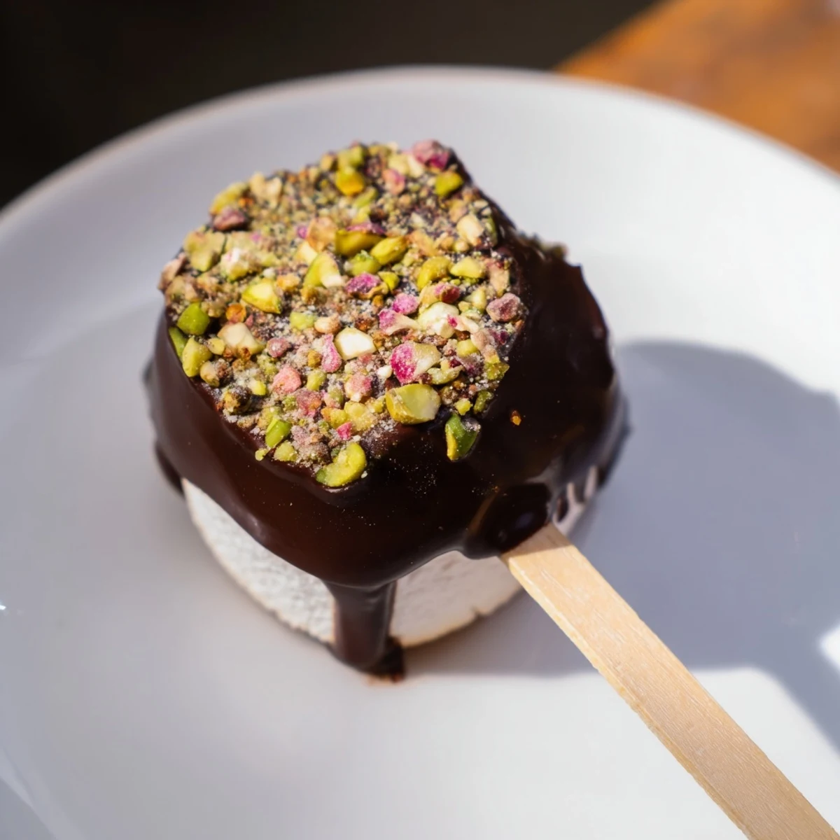 Chocolate Marshmallows on Stick dipped in rich milk chocolate, displayed on colorful paper sticks for a festive party dessert platter.