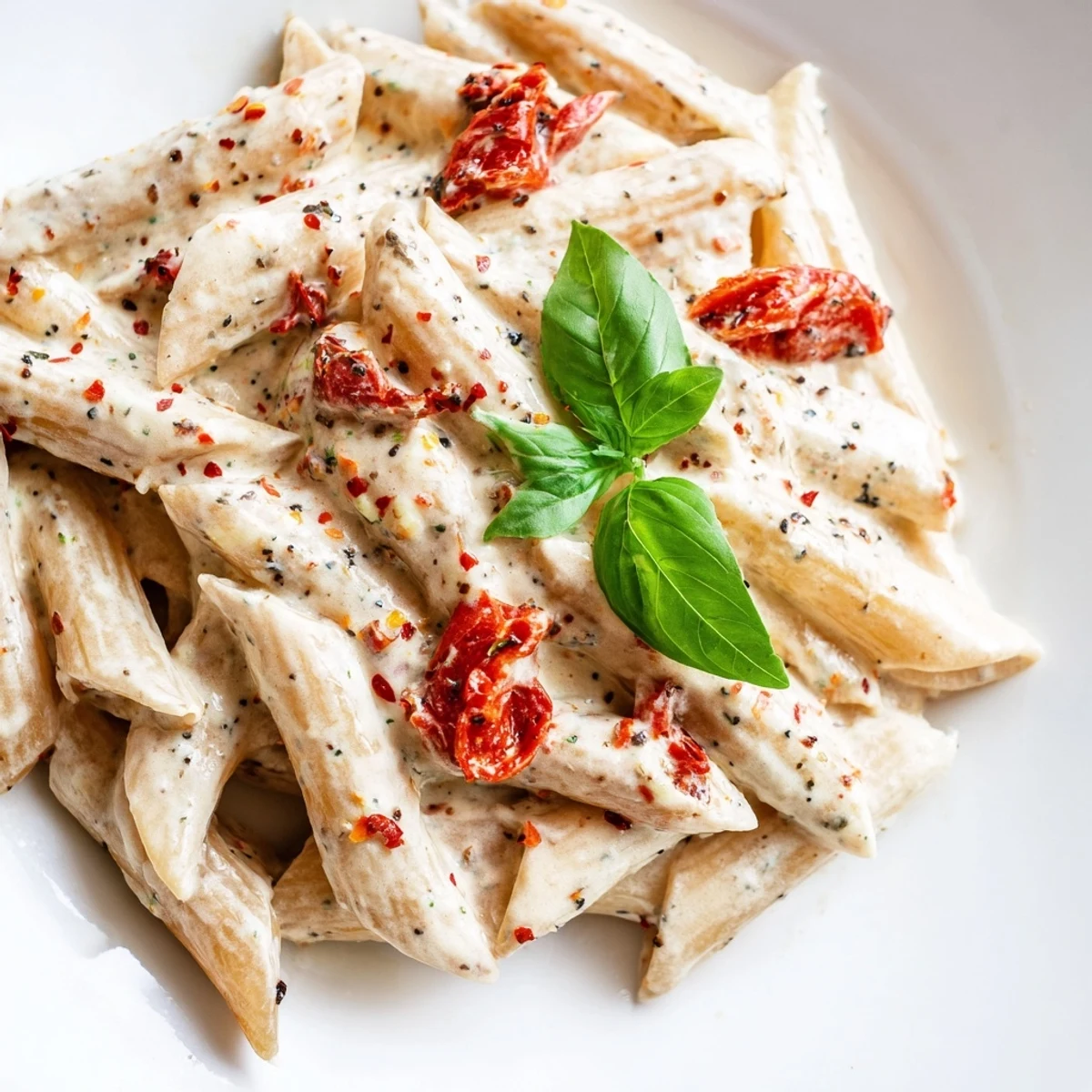 Freshly baked Baked Feta Pasta with cherry tomatoes and garlic, ready to toss with penne and a splash of pasta water. 