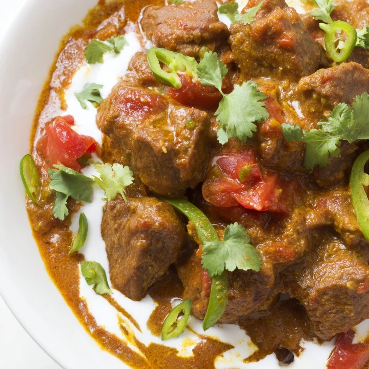 Spicy Beef Curry with Basmati Rice steams in a rustic pot, showcasing rich golden spices and tender meat ready to be served.