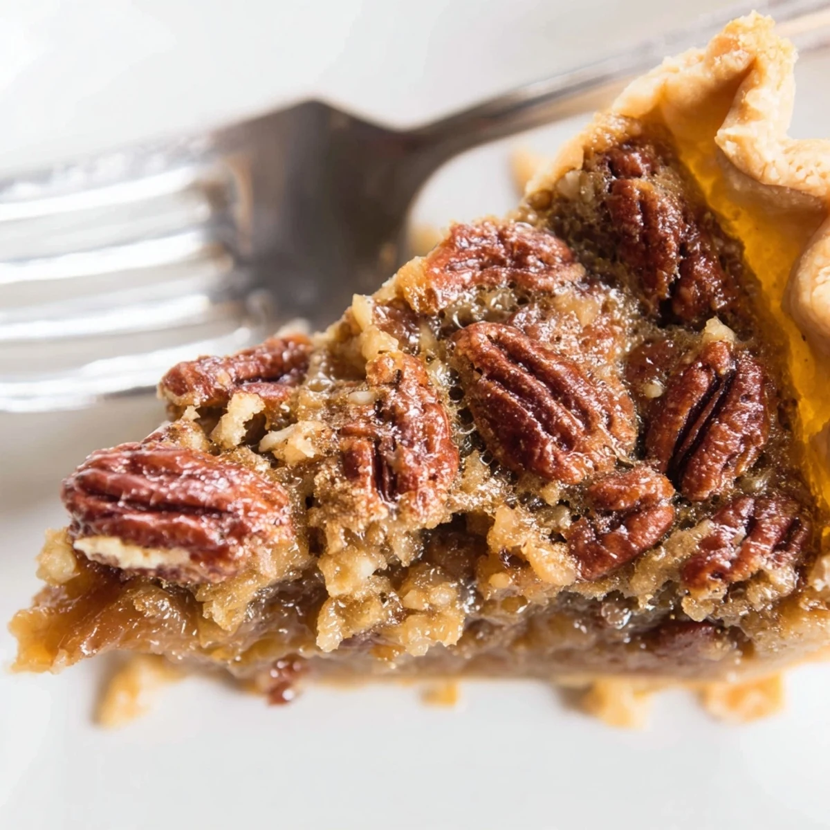 A whole Southern Pecan Pie with a golden crust is cooling on a wire rack, ready to be sliced and served with vanilla ice cream.