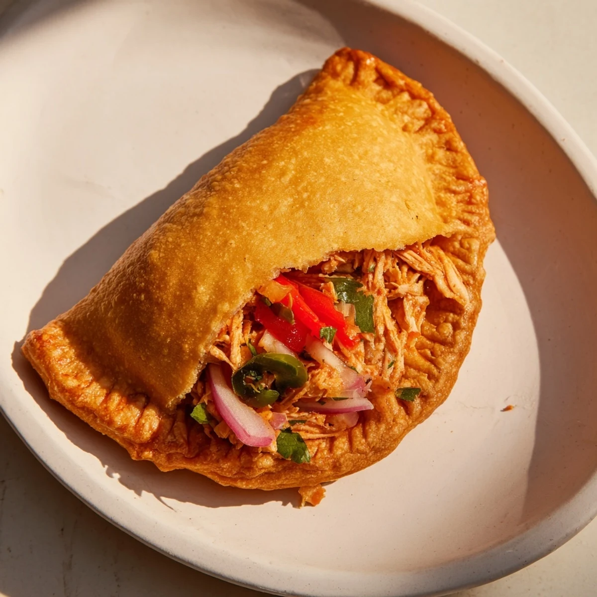 Freshly arranged Super Bowl Spicy Chicken Empanadas on a platter, garnished with cilantro and lime for a festive appetizer.
