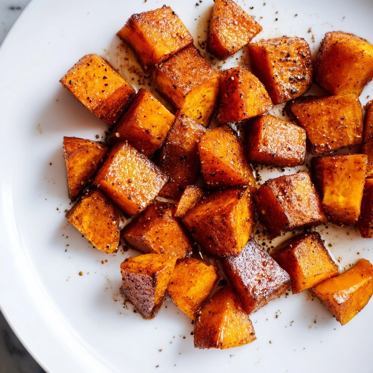 Caramelized Roasted Sweet Potatoes with Cinnamon, a perfect gluten-free side dish for weeknight dinners.