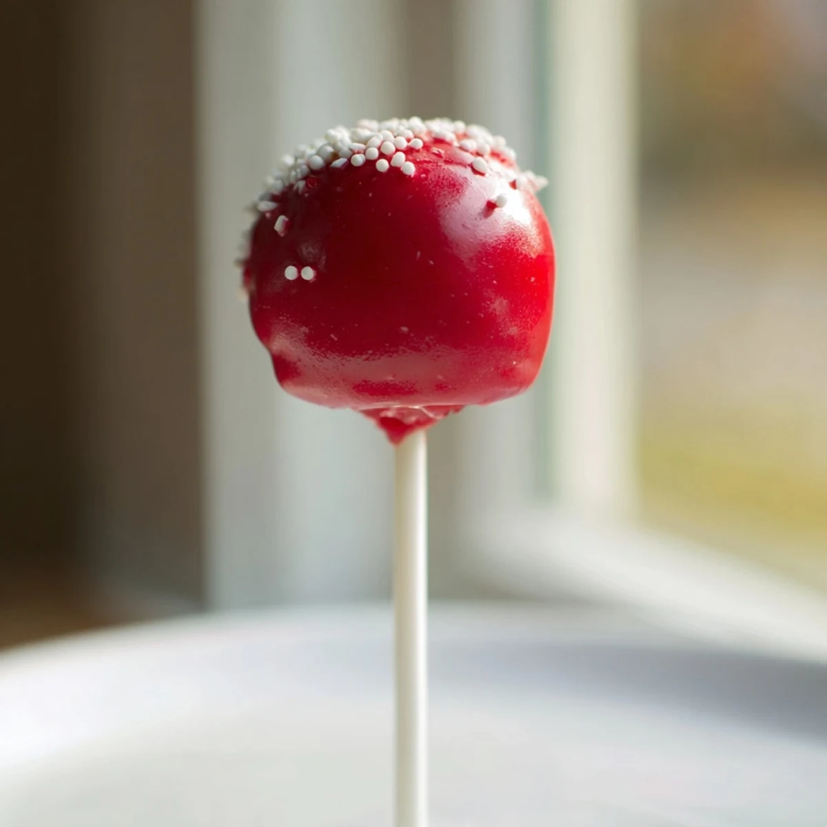 Frosted red velvet cake pops on white sticks, ready to serve or gift at celebrations.