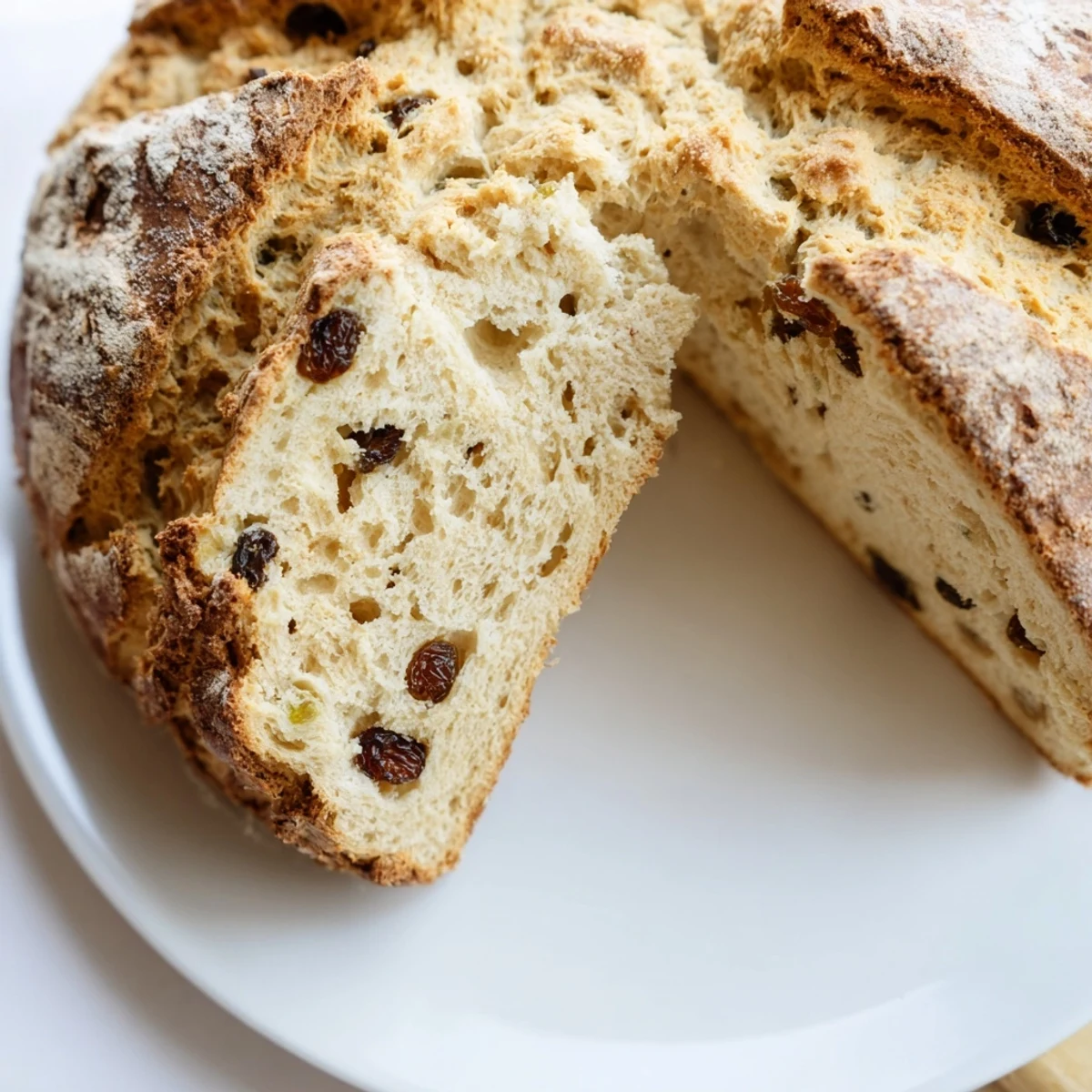 A warm slice of Irish Soda Bread with Caraway reveals a tender crumb and specks of aromatic seed, paired with a steaming bowl of vegetable soup.