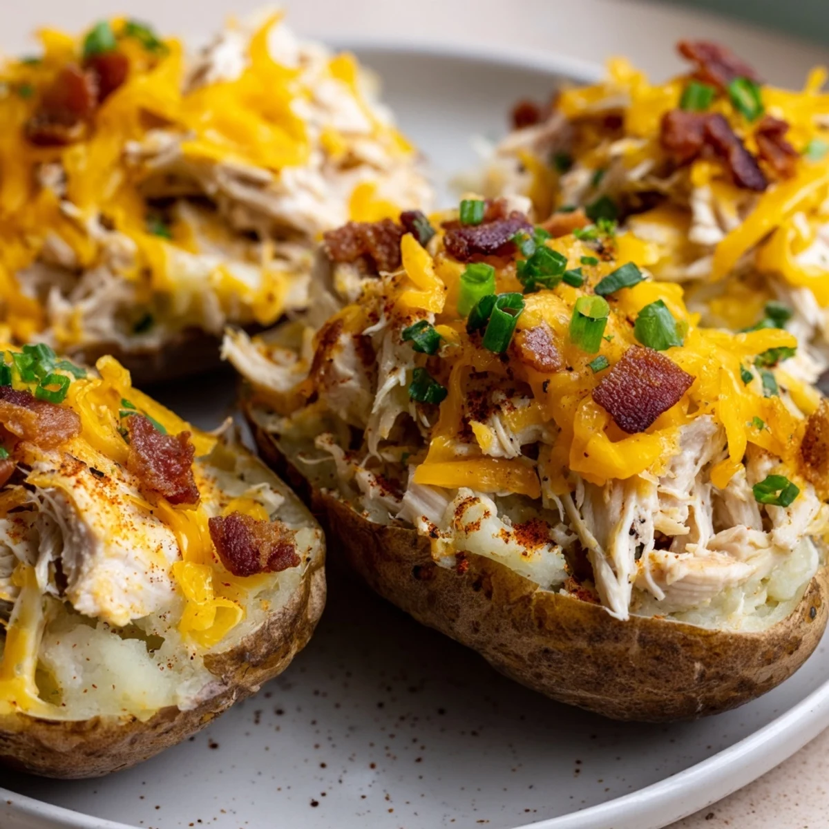Serve these hearty, gluten-free Mud Chicken Stuffed Twice Baked Potatoes with a crisp salad for a satisfying American dinner.