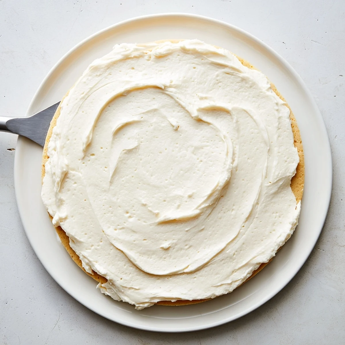 Creamy Easy Sugar Cookie Frosting swirls on a baked sugar cookie with vanilla scent and a soft crust.