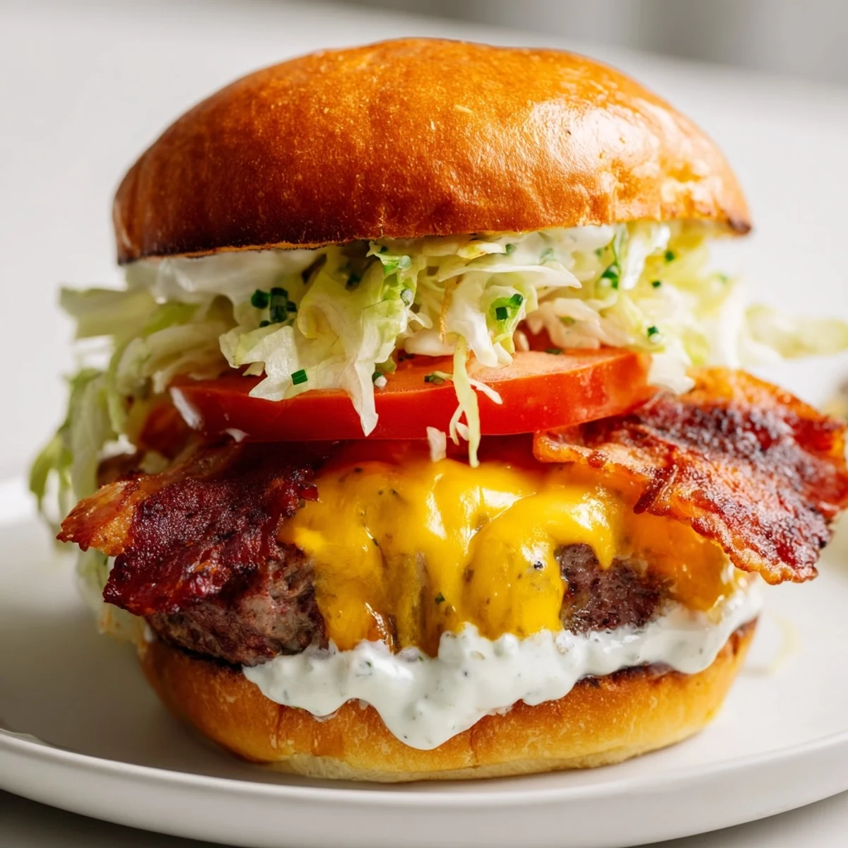 Mouthwatering Crack Burgers featuring cheese-covered patties layered with bacon and pickles on soft toasted buns