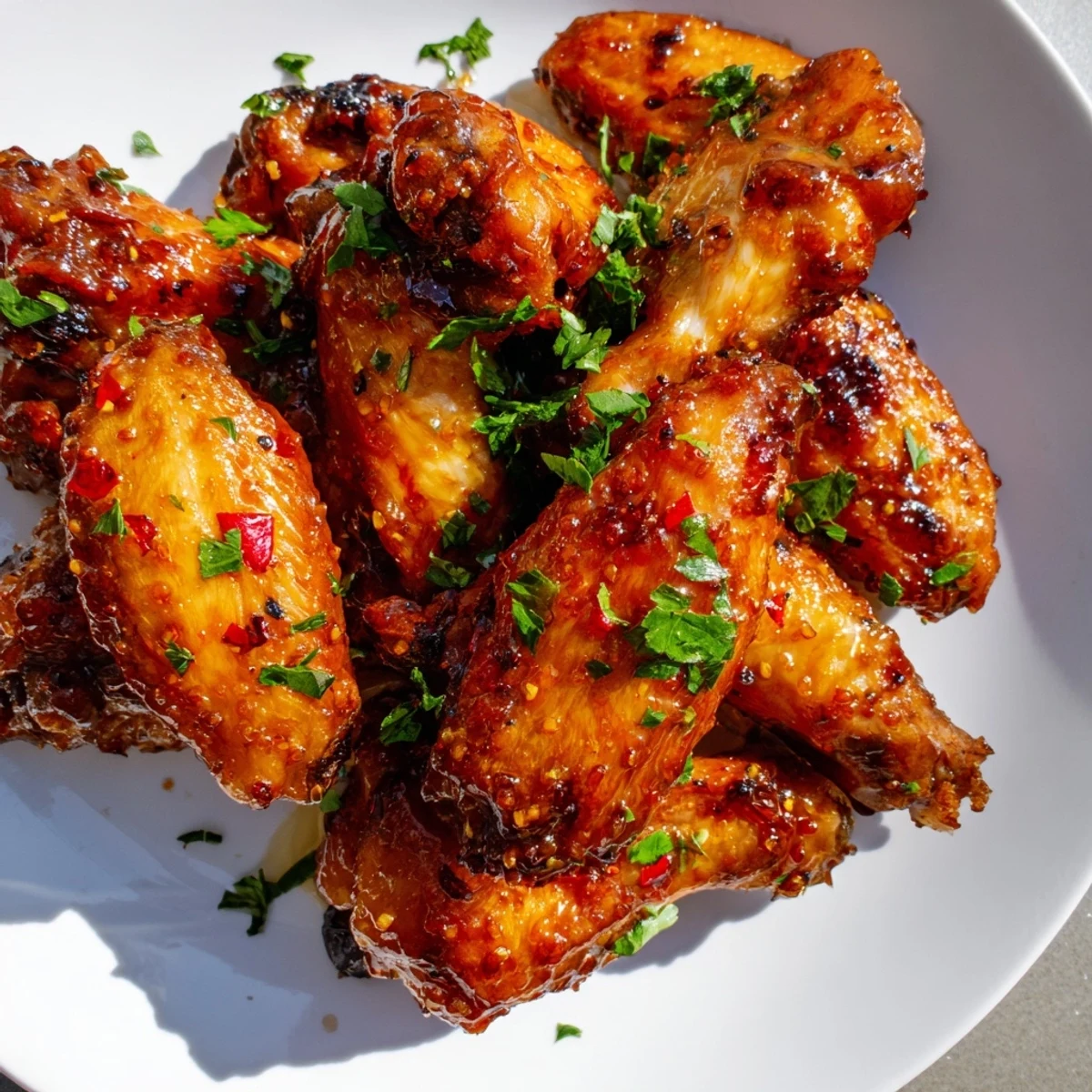 Tender smoked hot honey chicken wings brushed with spicy honey sauce ready for game day