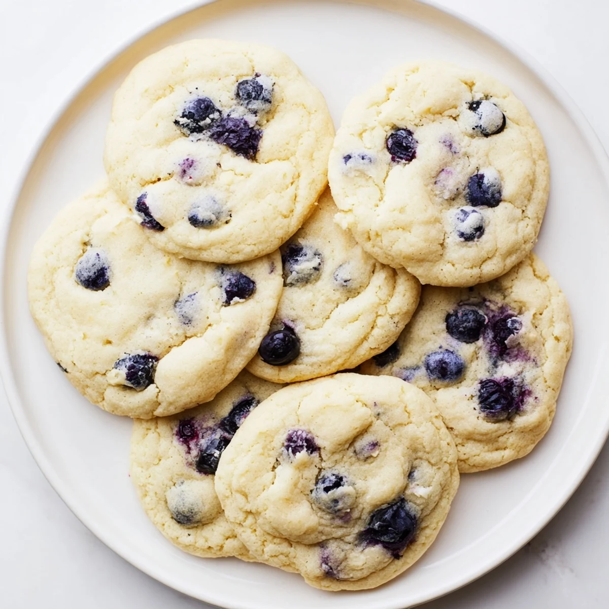 Soft baked lemon blueberry cheesecake cookies with juicy berries and creamy centers