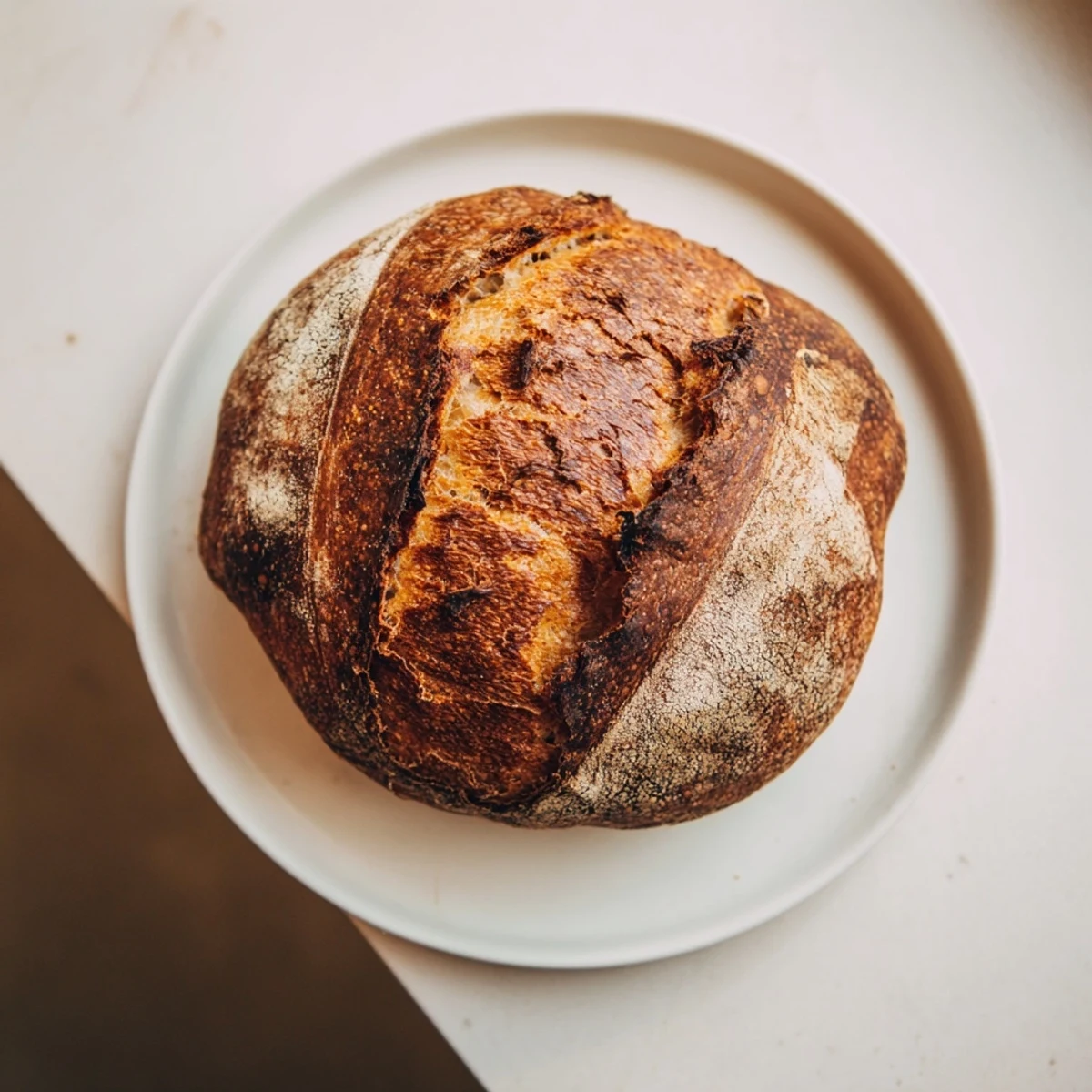 Rustic sourdough bread broken apart showing tender crumb perfect for butter spreading