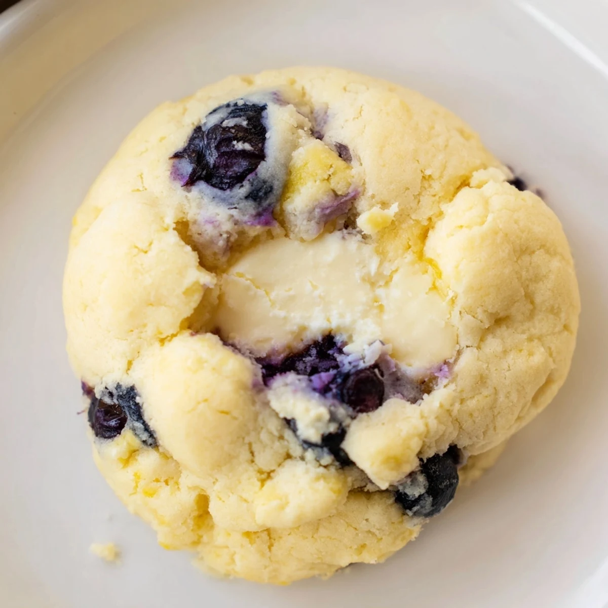 Soft Lemon Blueberry Cheesecake Cookies with golden edges and bursting with juicy berries