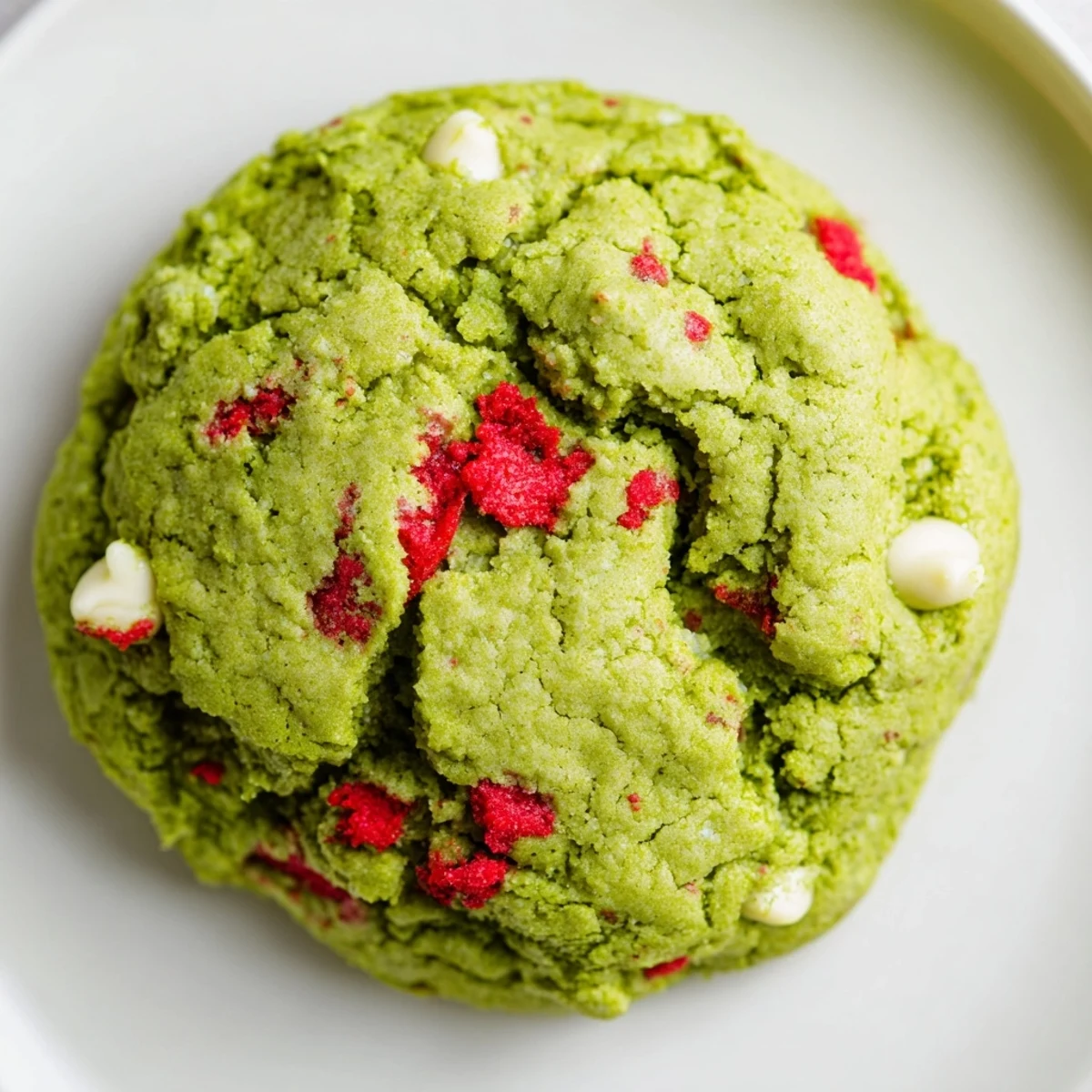 Chewy matcha green tea cookies studded with sweet freeze-dried strawberries and melty white chocolate chips