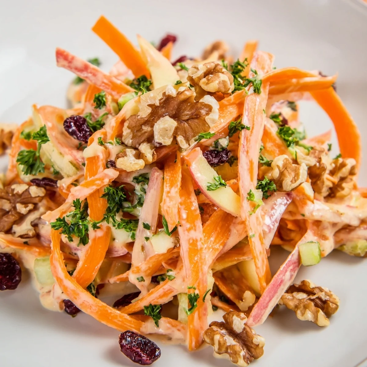 Crunchy Apple Carrot Salad With Creamy Citrus Dressing chilled and tossed for immediate serving