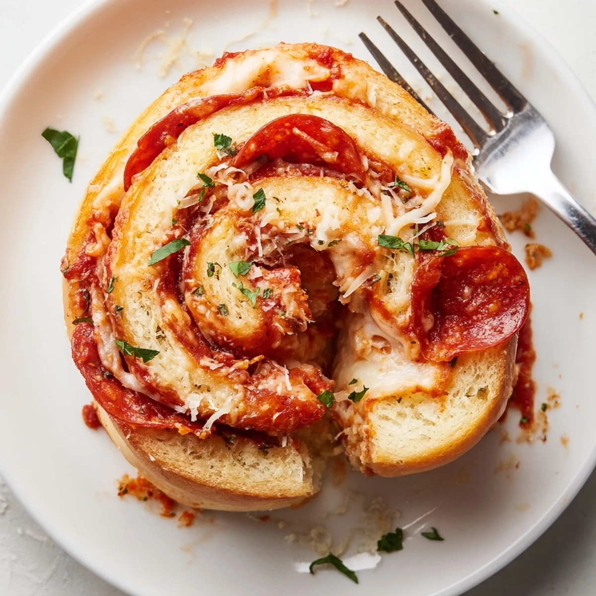 Homemade Pizza Rolls: golden, warm spirals oozing mozzarella, brushed with garlic butter