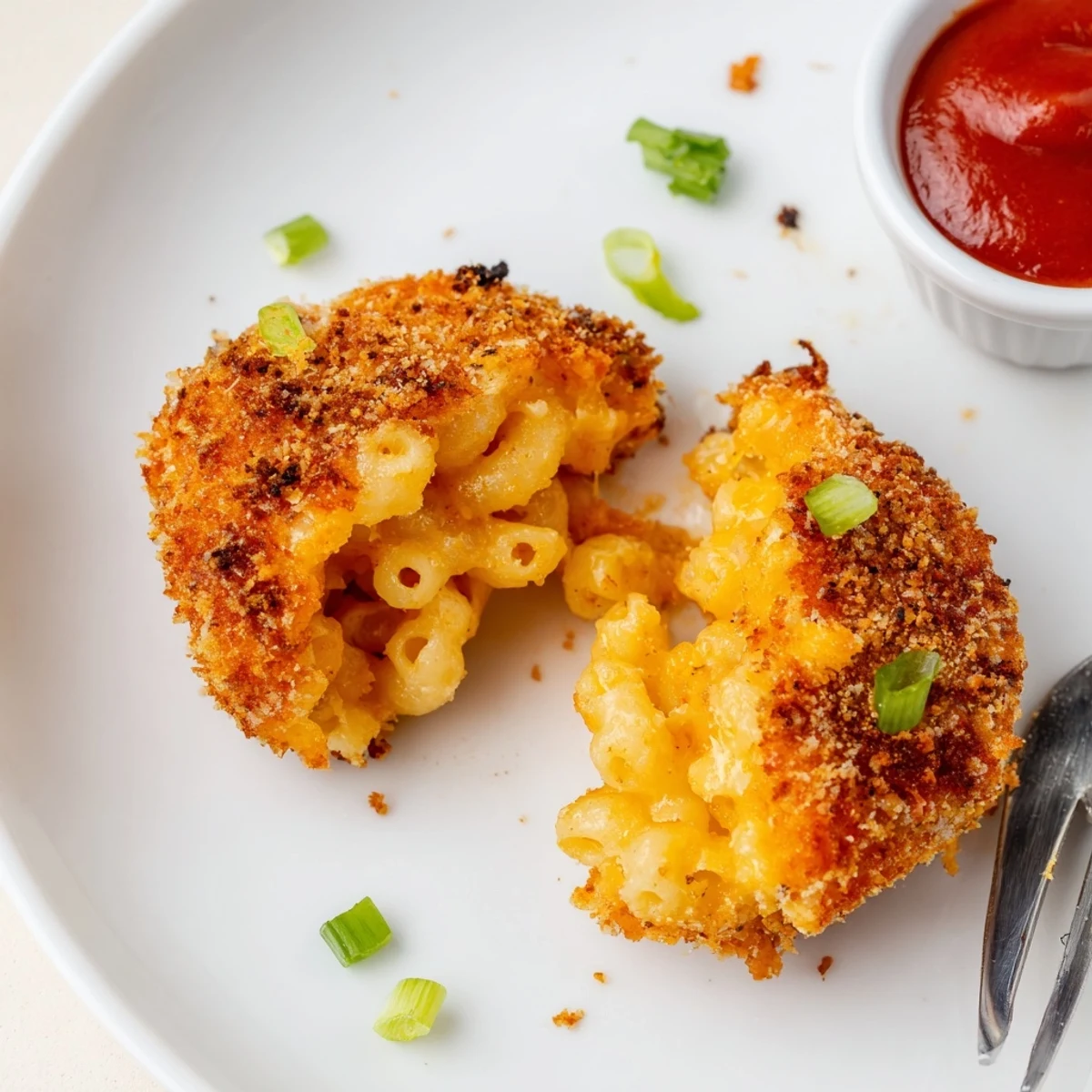 Golden, crispy Fried Mac And Cheese Bites with molten cheddar centers, served hot.
