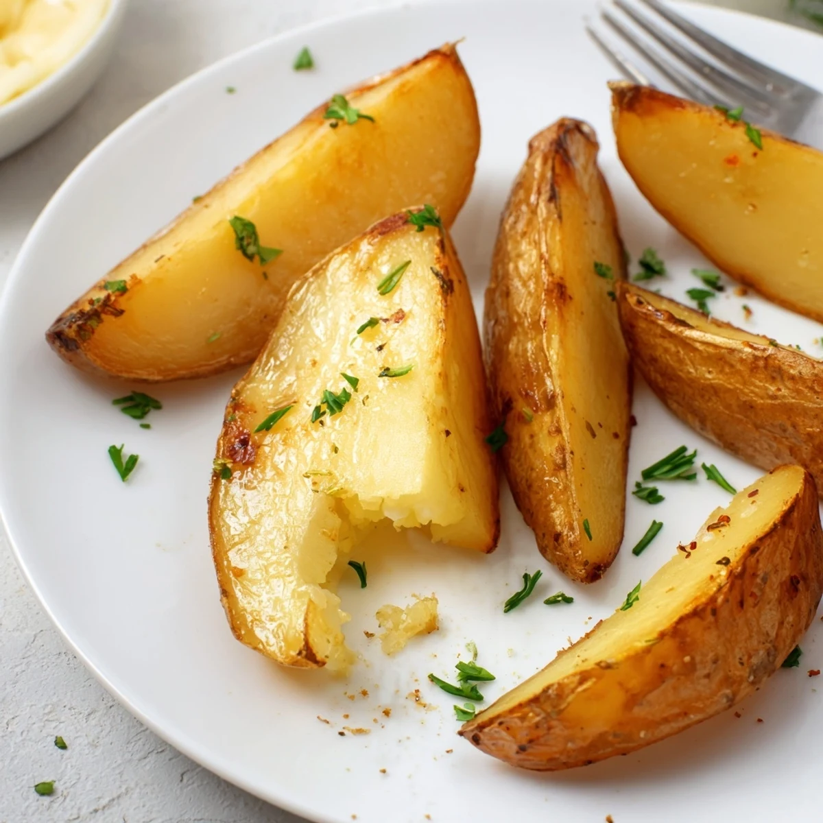 Hand cut Potato Wedges served hot with ketchup and garlic aioli for dipping