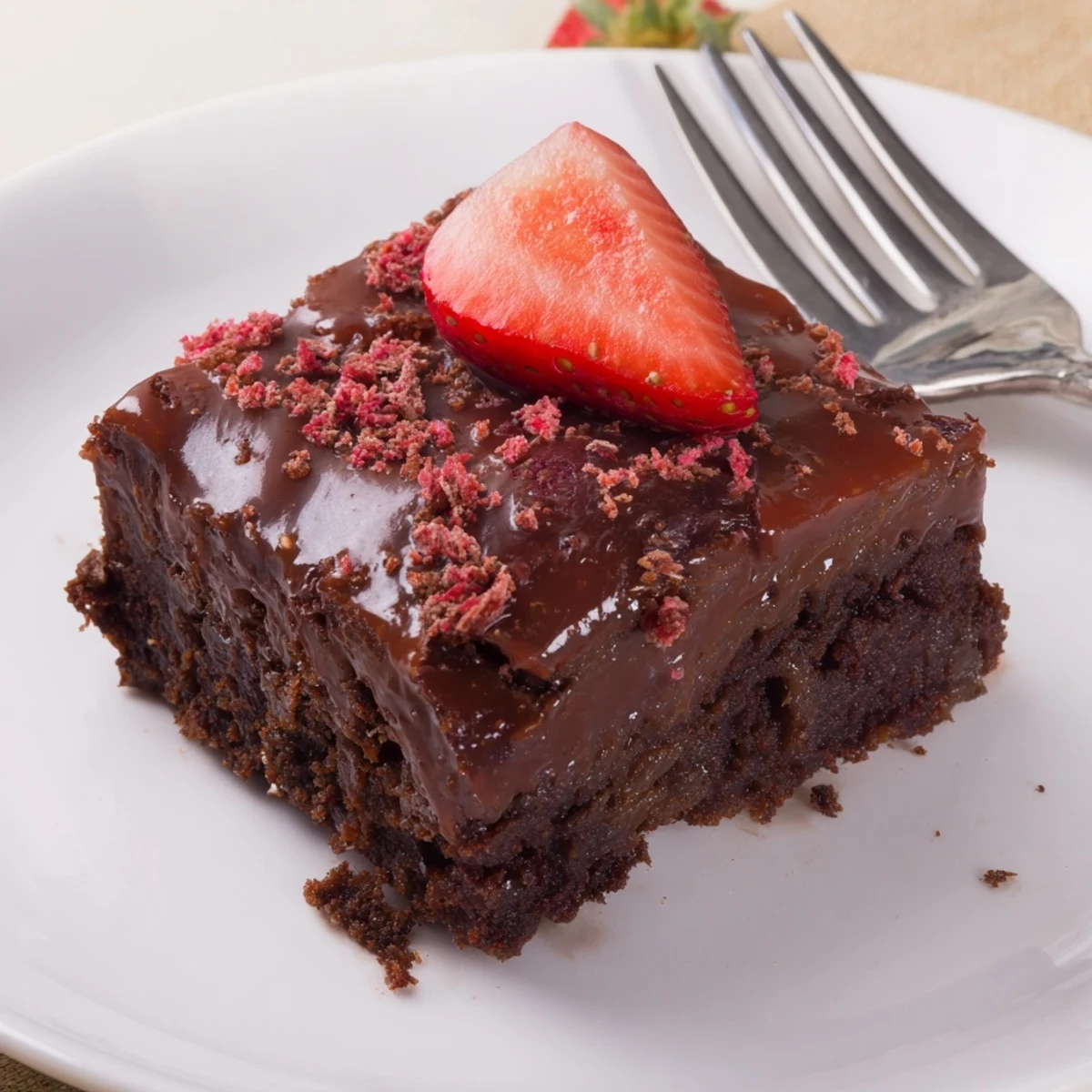 Strawberry Brownies Recipe fudgy squares glazed with pink strawberry icing, served warm.