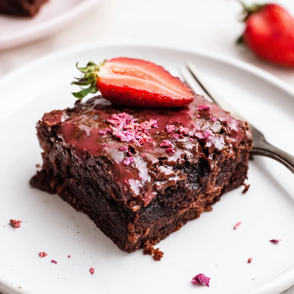 Homestyle Strawberry Brownies Recipe with glossy glaze and sweet fresh strawberry aroma.