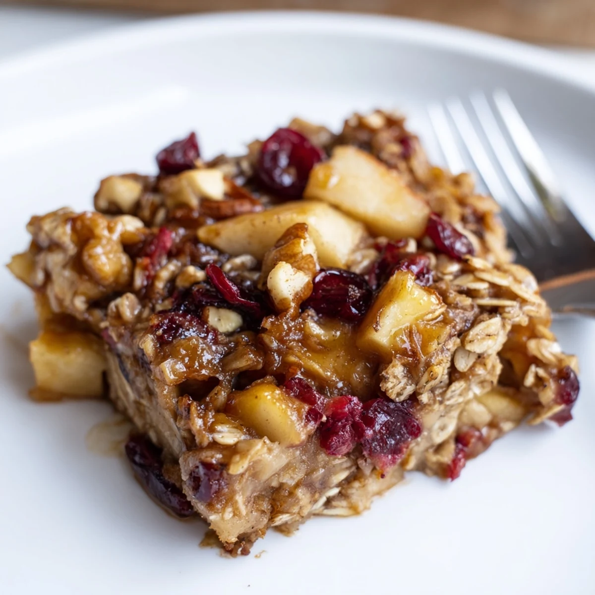 Family style pan of Delicious Apple Cinnamon Oatmeal Bake Recipe For Mornings, nutty aroma
