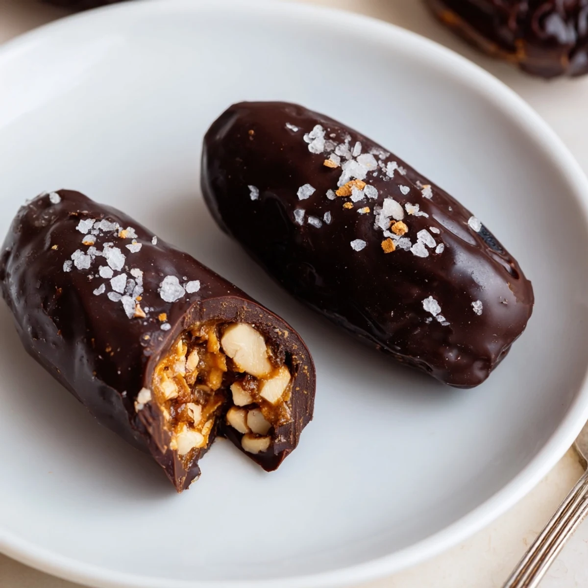 Decadent no-bake Date Snickers with sweet Medjool dates and crunchy roasted peanut filling