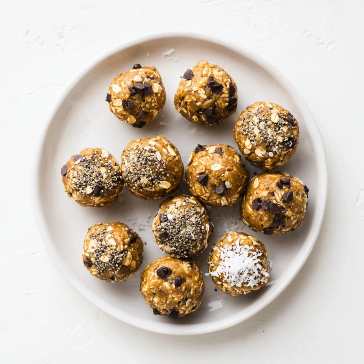 No-bake peanut butter energy balls stacked on a wooden cutting board ready for healthy snacking