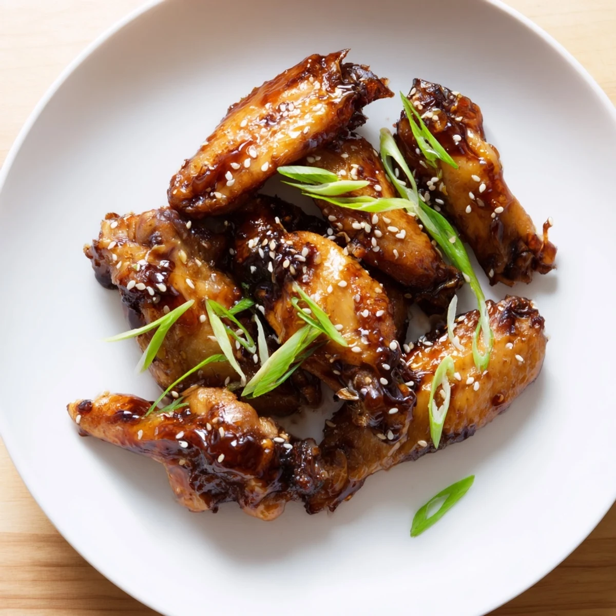 Family style Sticky Teriyaki Baked Wings on a rack, perfect for sharing