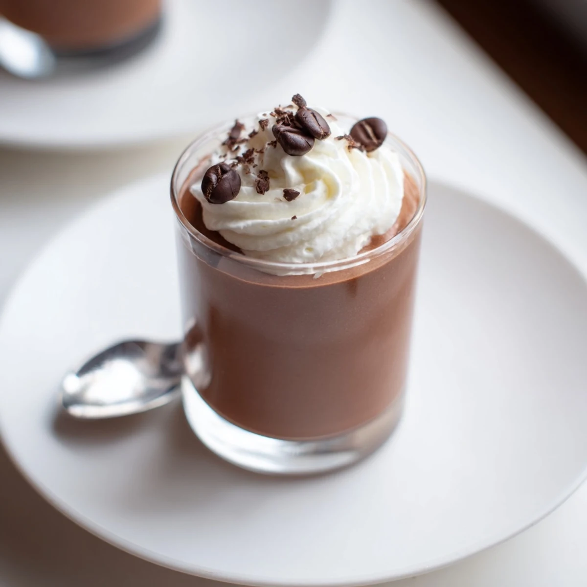 Espresso Chocolate Mousse Cups chilled, velvety dessert topped with sweet whipped cream