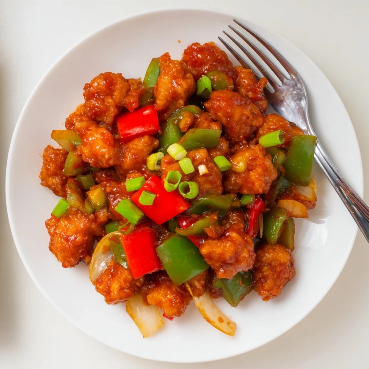 Flavorful Chilli Chicken Indo Chinese glazed in spicy sauce, tossed with peppers