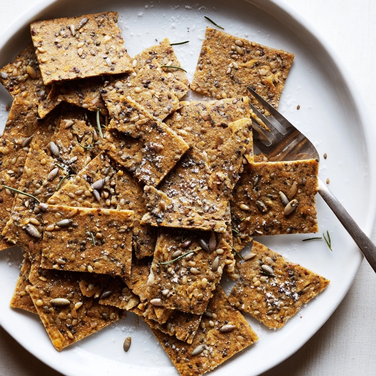 Homemade Seed Crackers packed with chia, pumpkin, and sunflower seeds, perfect for dipping