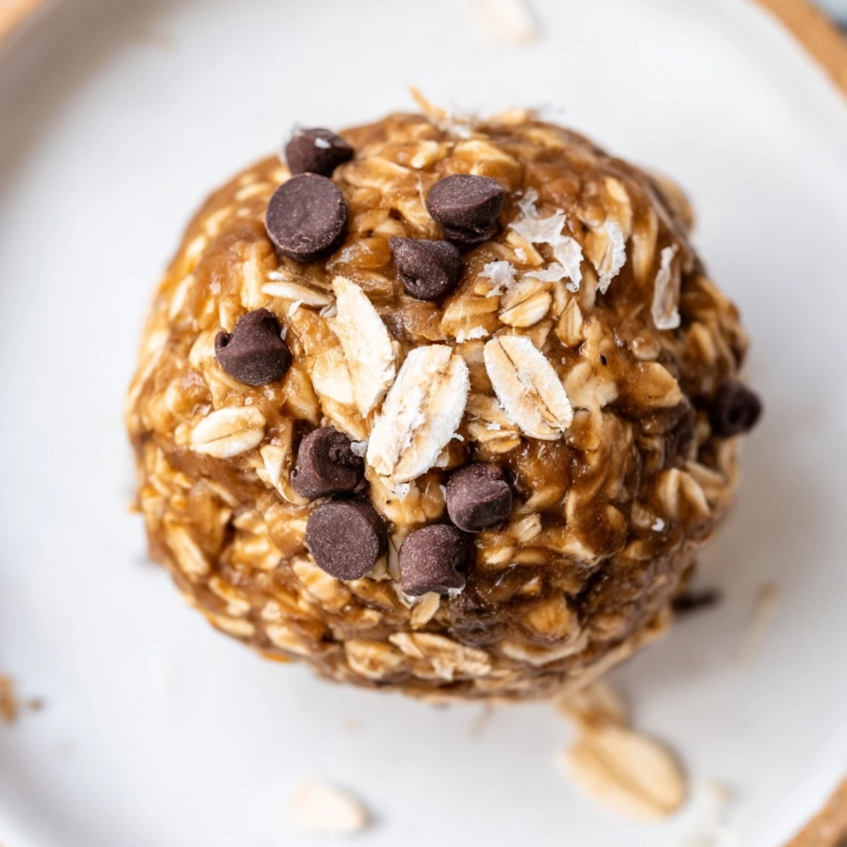 No Bake Energy Balls arranged on a plate, chewy oats and chocolate  