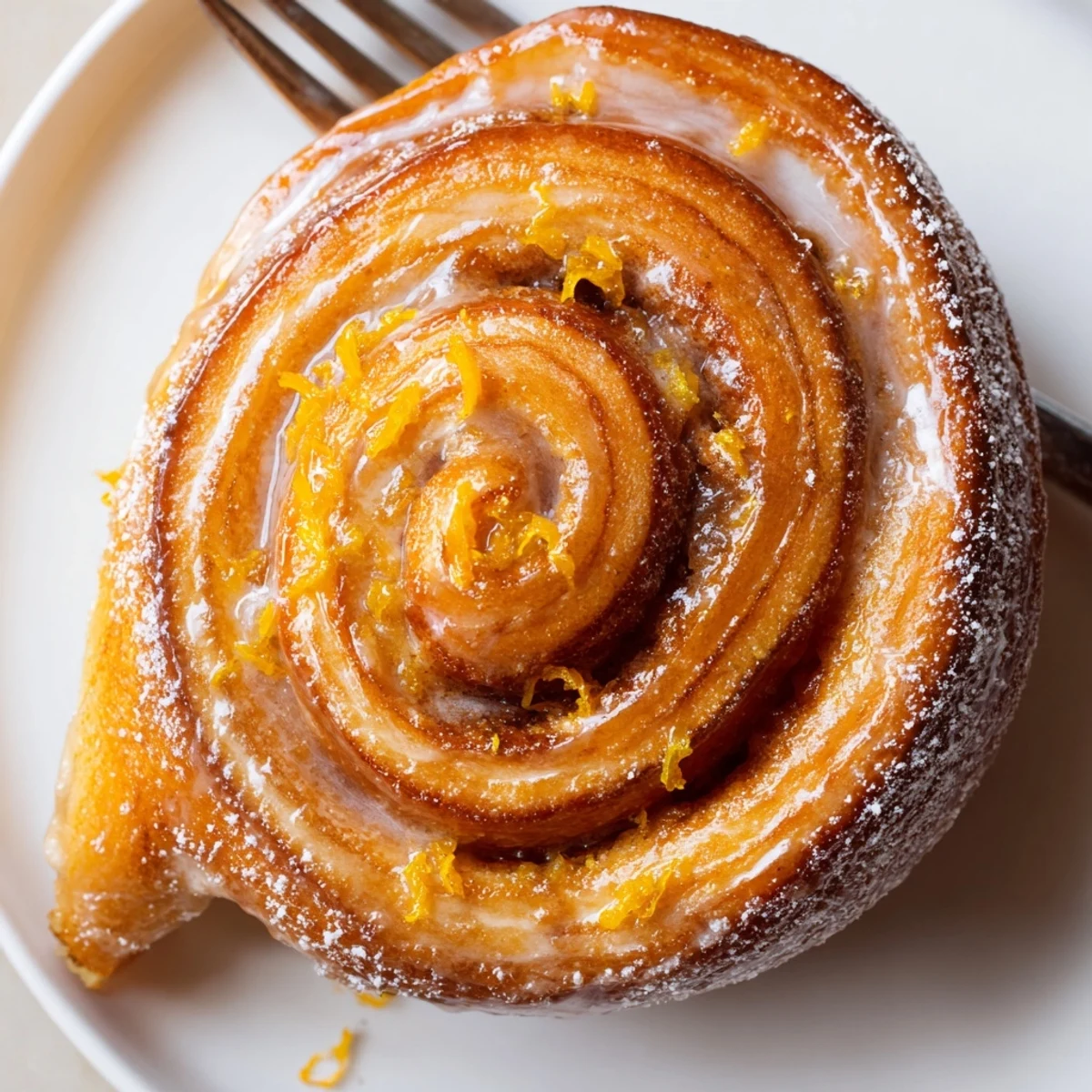 Warm Orange Cardamom Morning Buns Recipe, glazed and steaming on wooden board.